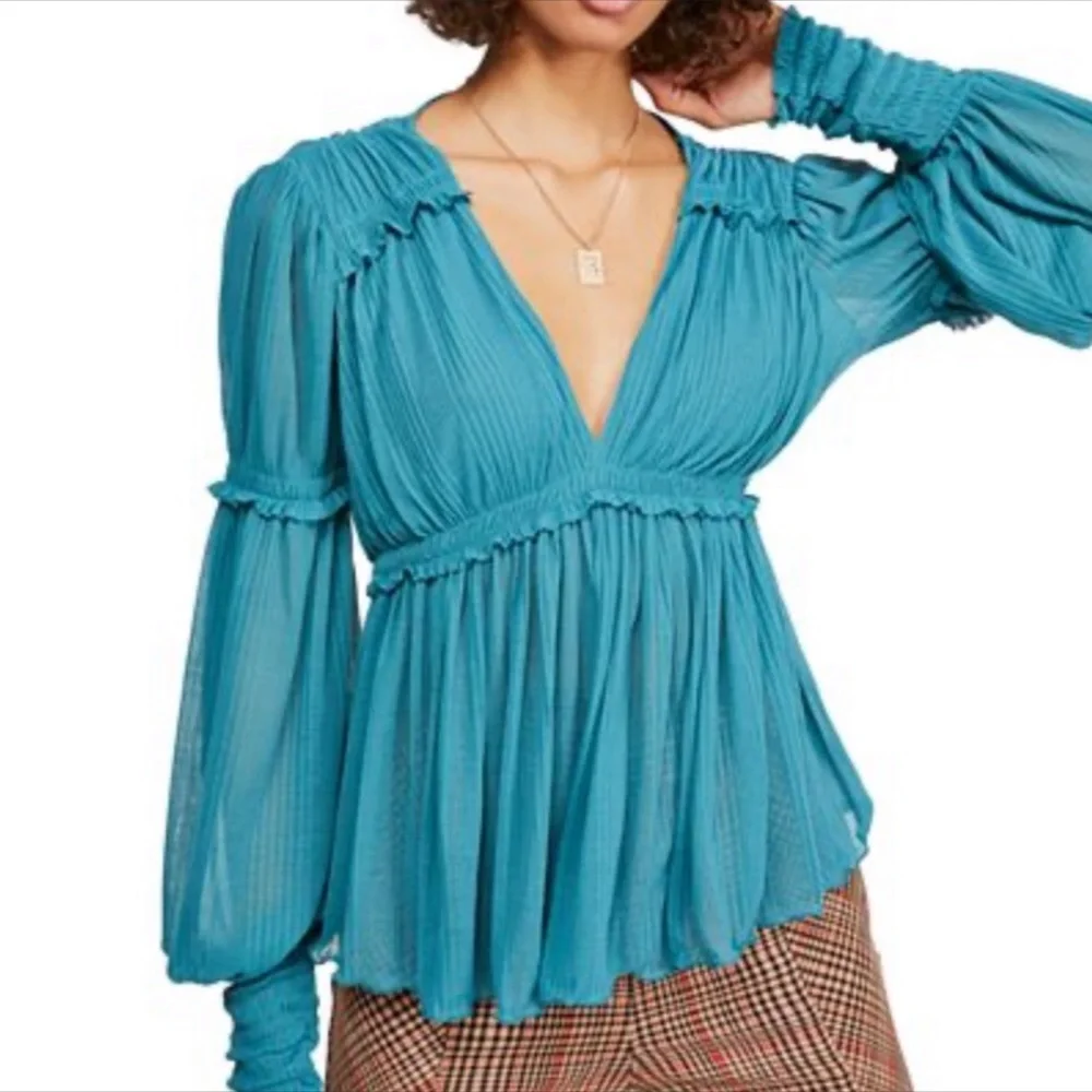 Free People Day Dreaming Top Teal NWOT